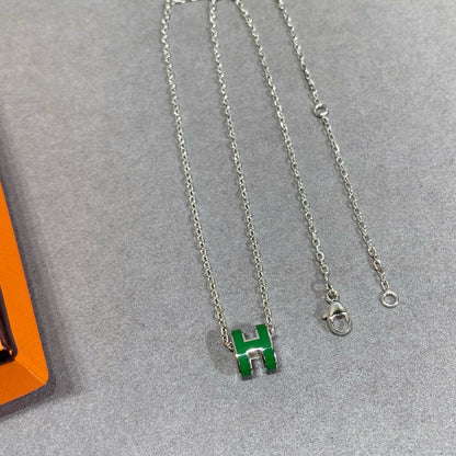 [Lumi Jewelry]POP H GREEN NECKLACE SILVER AND GOLD