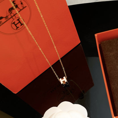 [Lumi Jewelry]H WHITE SQUARE GOLD NECKLACE