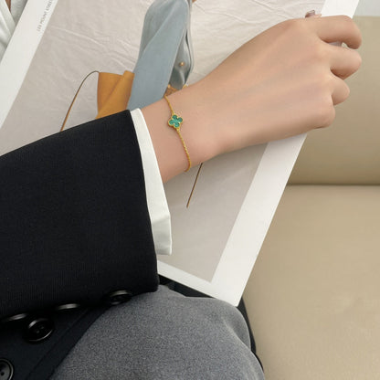 [Lumi Jewelry]CLOVER BRACELET MALACHITE 1 MOTIF