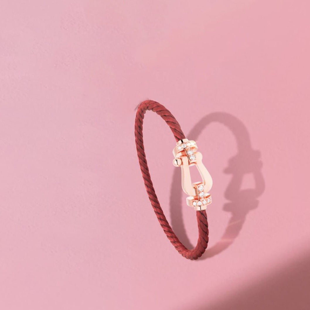 [Lumi Jewelry]FORCE 10 HALF DIAMOND PINK GOLD RED CORDERI LARGE AND MEDIUM MODEL