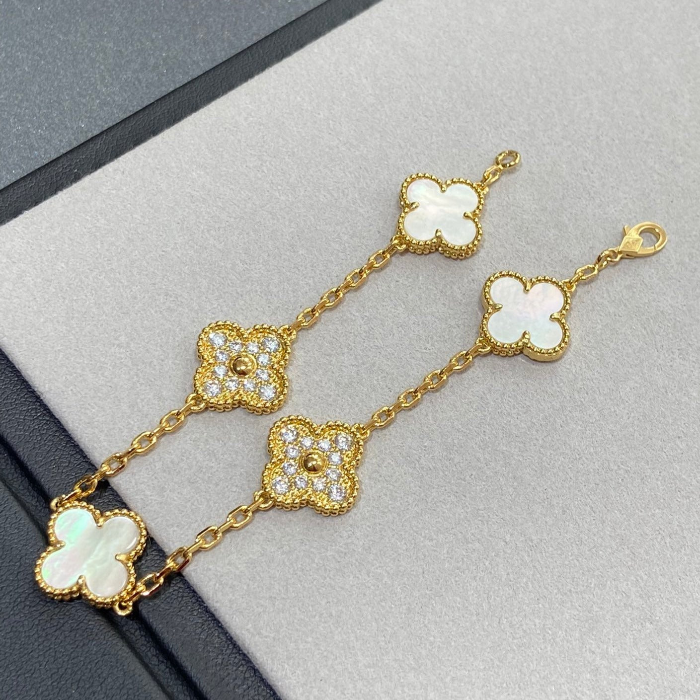 [Lumi Jewelry]CLOVER BRACELET 5 MOTIF WHITE MOP DIAMOND