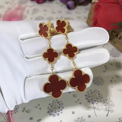 [Lumi Jewelry]CLOVER 3 MOTIF CARNELIAN DROP EARRINGS