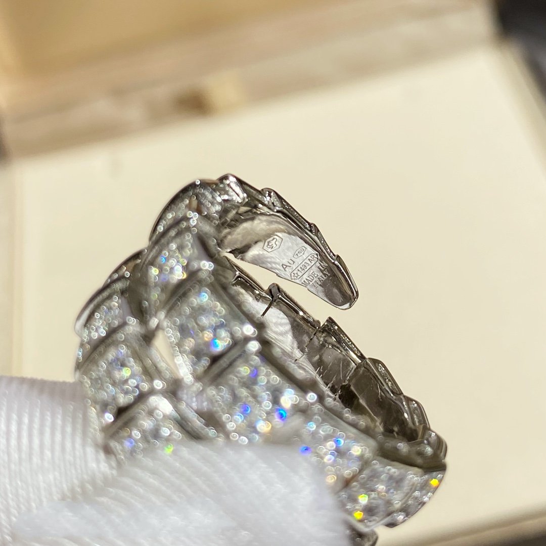 [Lumi Jewelry]SERPENTI DOUBLE RING SILVER DIAMOND PAVED