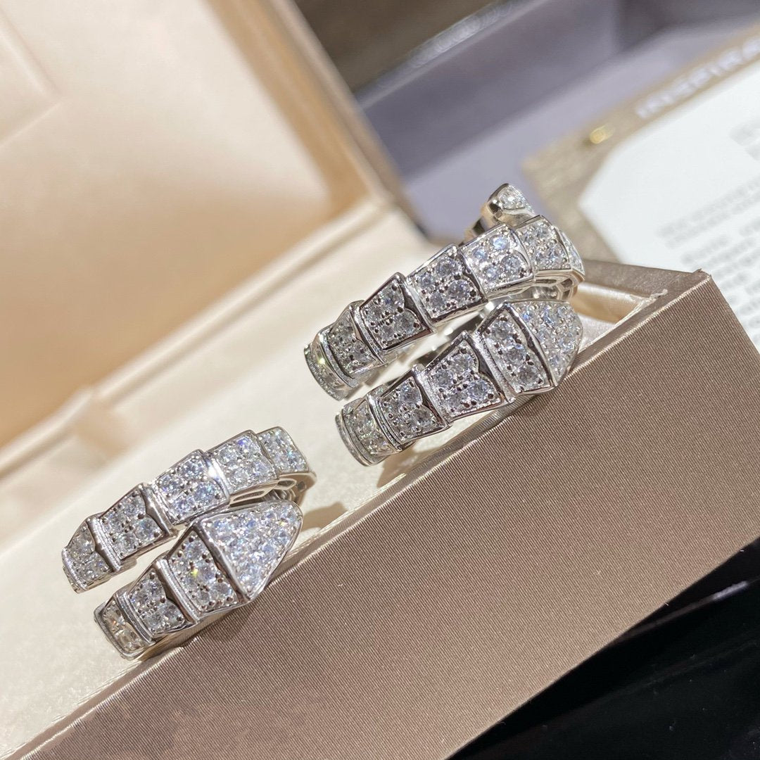 [Lumi Jewelry]SERPENTI DOUBLE RING SILVER DIAMOND PAVED