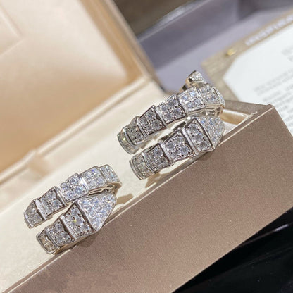 [Lumi Jewelry]SERPENTI DOUBLE RING SILVER DIAMOND PAVED