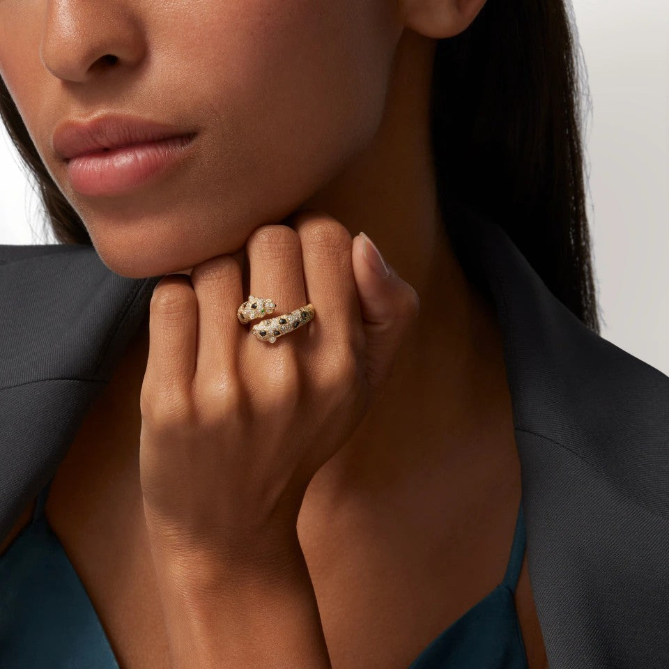 [Lumi Jewelry]PANTHERE DOUBLE HEADED FULL DIAMOND  RING