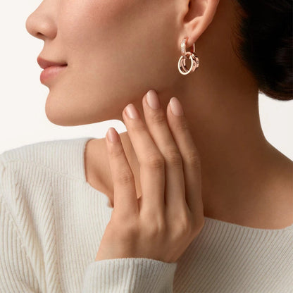 [Lumi Jewelry]LOVE 3.3MM DANGLE HALF DIAMOND EARRINGS
