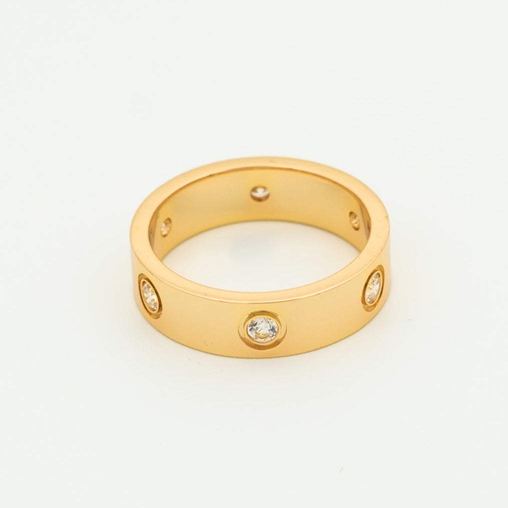 [Lumi Jewelry]LOVE RING 5.5MM 6 DIAMONDS PINK GOLD