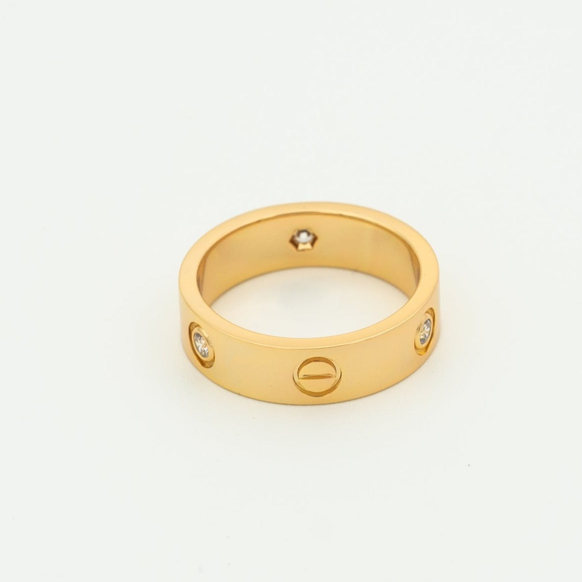 [Lumi Jewelry]LOVE RING 5.5MM 3 DIAMONDS PINK GOLD