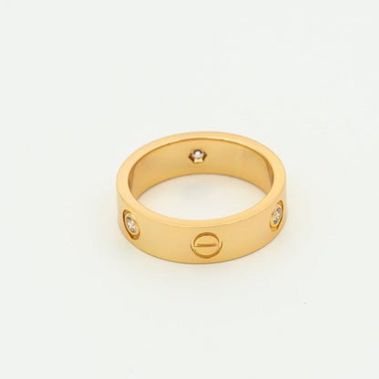 [Lumi Jewelry]LOVE RING 5.5MM 3 DIAMONDS PINK GOLD