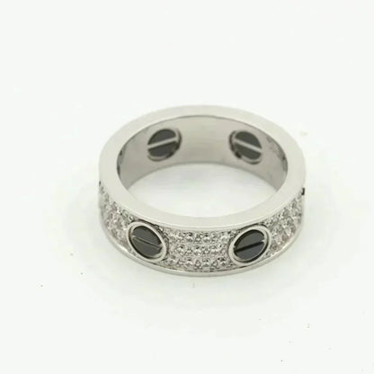 [Lumi Jewelry]LOVE RING 5.5MM DIAMONDS PAVED CERAMIC