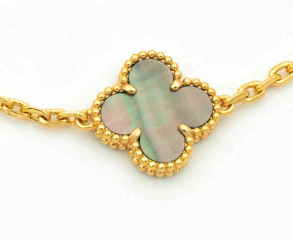 [Lumi Jewelry]CLOVER 5 MOTIF GRAY MOP DIAMOND BRACELET