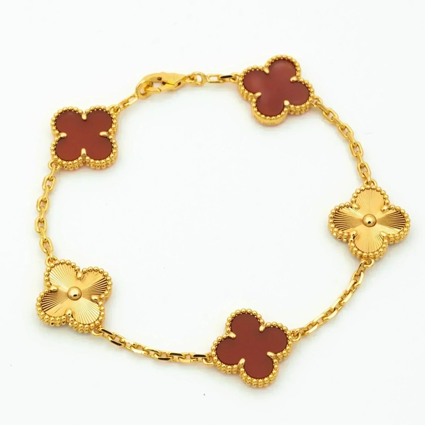 [Lumi Jewelry]CLOVER  5 MOTIFS CARNELIAN GOLD BRACELET