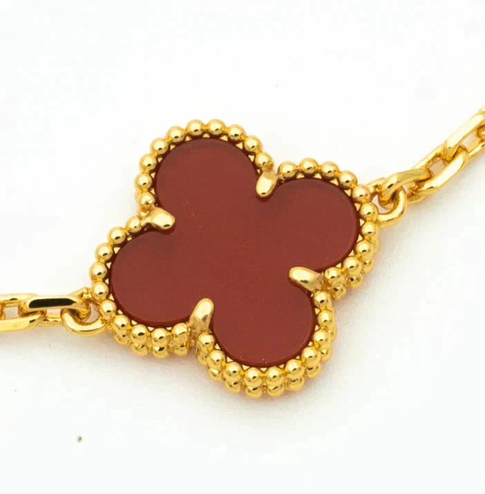 [Lumi Jewelry]CLOVER  5 MOTIFS CARNELIAN GOLD BRACELET