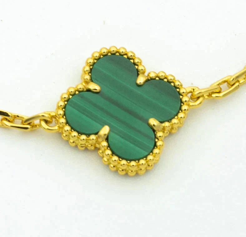 [Lumi Jewelry]CLOVER  5 MOTIF MALACHITE DIAMOND BRACELET