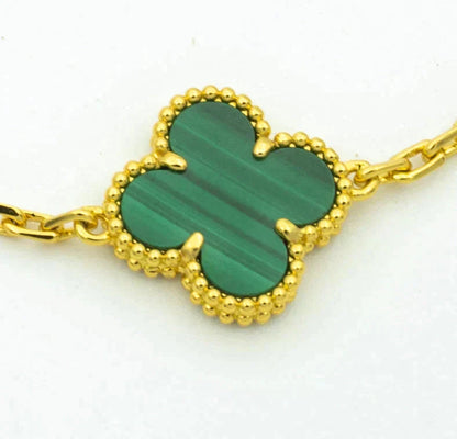 [Lumi Jewelry]CLOVER  5 MOTIF MALACHITE DIAMOND BRACELET