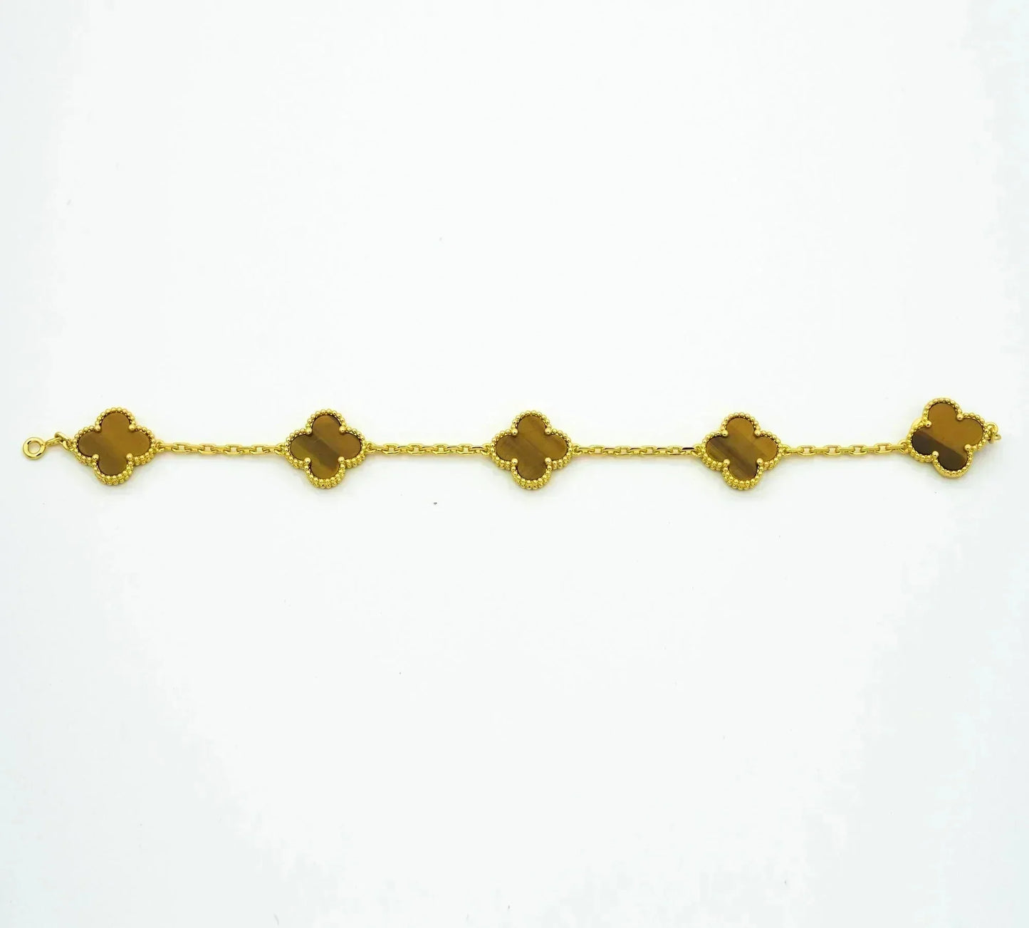 [Lumi Jewelry]CLOVER  5 MOTIFS TIGER EYE BRACELET