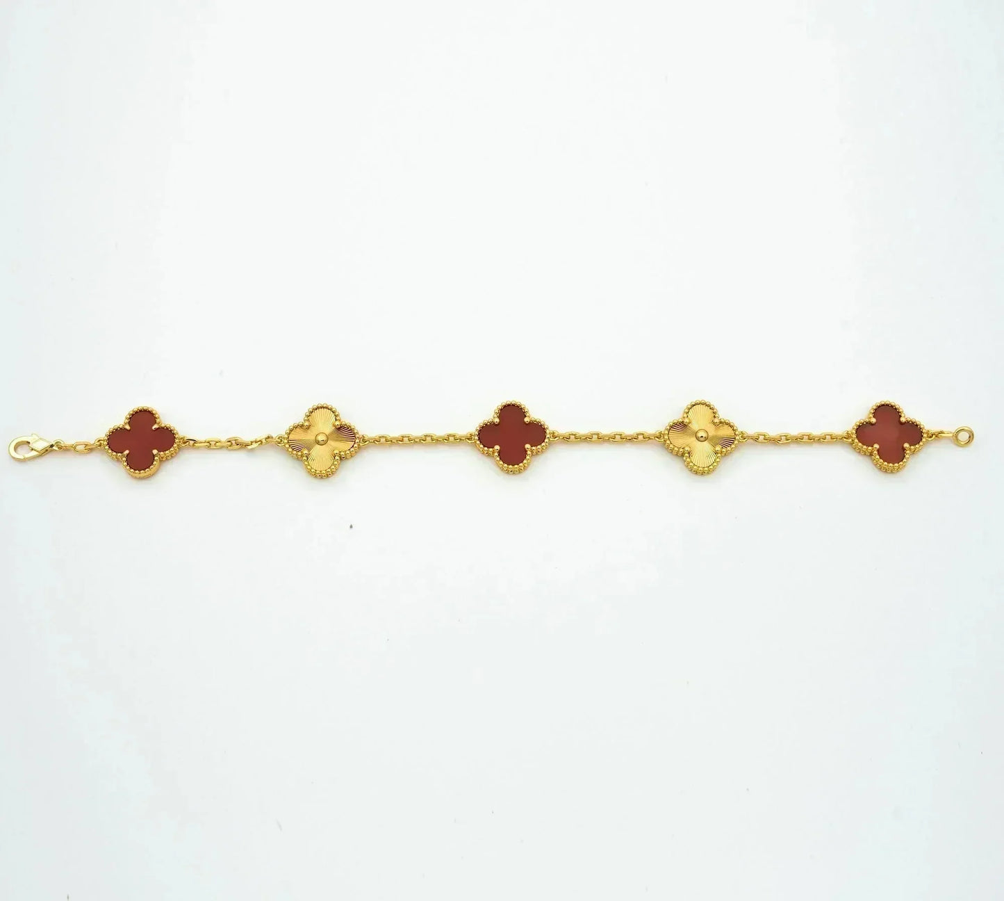 [Lumi Jewelry]CLOVER  5 MOTIFS CARNELIAN GOLD BRACELET