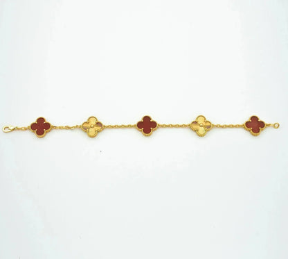 [Lumi Jewelry]CLOVER  5 MOTIFS CARNELIAN GOLD BRACELET