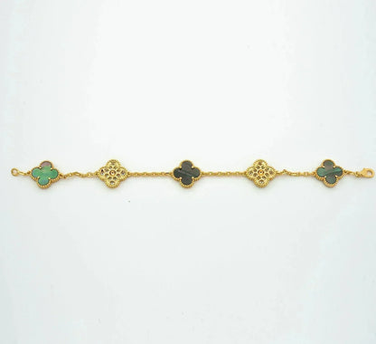 [Lumi Jewelry]CLOVER 5 MOTIF GRAY MOP DIAMOND BRACELET