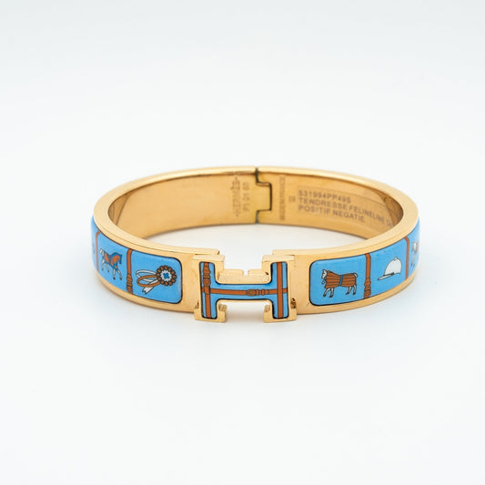 [Lumi Jewelry]H PINK GOLD BRACELET BLUE CERAMIC