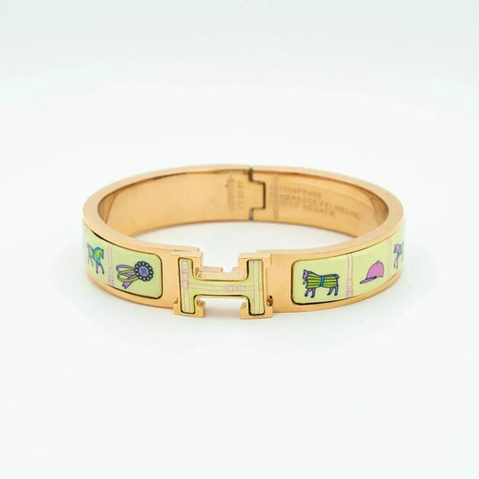 [Lumi Jewelry]H PINK GOLD BRACELET CREAM CERAMIC