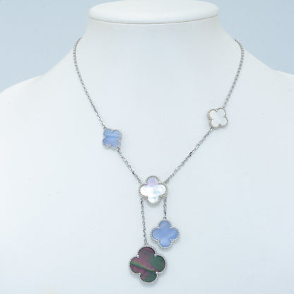 [Lumi Jewelry]CLOVER MOP CHALCEDONY NECKLACE SILVER 6 MOTIF