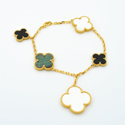 [Lumi Jewelry]CLOVER BRACELET 5 MOTIFS ONYX MOP