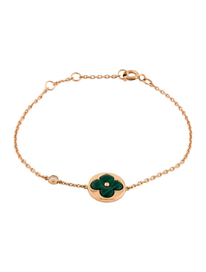 [Lumi Jewelry]SUN MALACHITE 1 DIAMOND PINK GOLD BRACELET