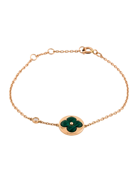 [Lumi Jewelry]SUN MALACHITE 1 DIAMOND PINK GOLD BRACELET