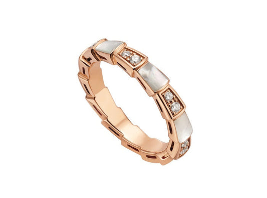 [Lumi Jewelry]SERPENTI RING PINK GOLD DIAMOND MOP 3MM