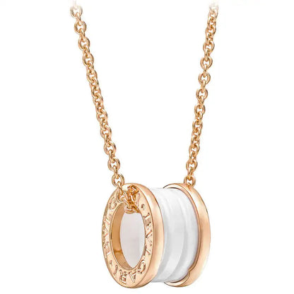 [Lumi Jewelry]ZERO 1 WHITE CERAMIC PINK GOLD DIAMOND NECKLACE