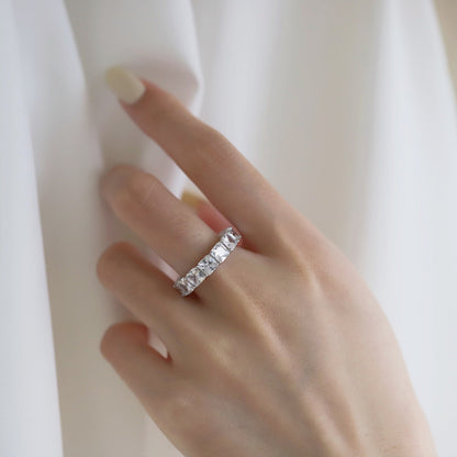 [Lumi Jewelry]Elegant Princess Cut Tennis Ring
