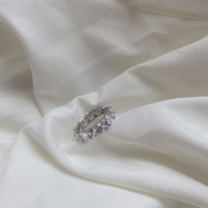 [Lumi Jewelry]Elegant Princess Cut Tennis Ring