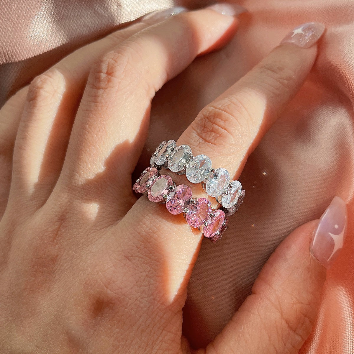 [Lumi Jewelry]Dainty Elongated Cushion Cut Tennis Ring