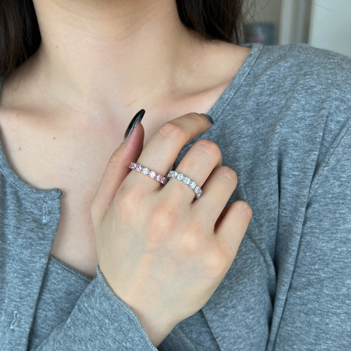 [Lumi Jewelry]Eternity Round Cut Tennis Ring