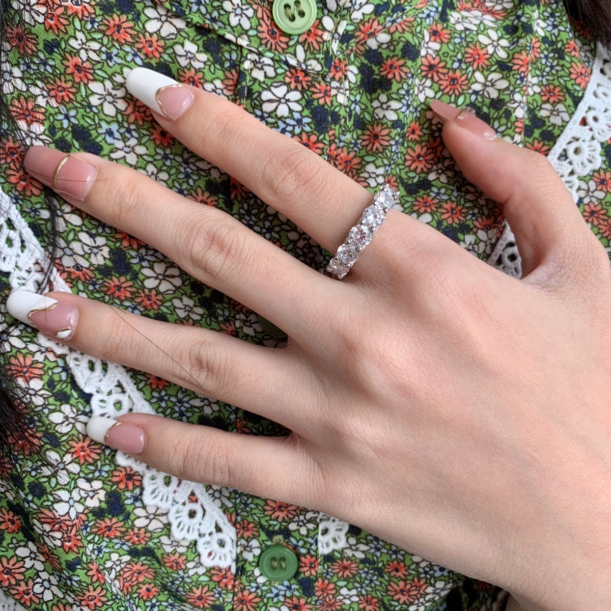 [Lumi Jewelry]Gorgeous Round Cut Tennis Ring