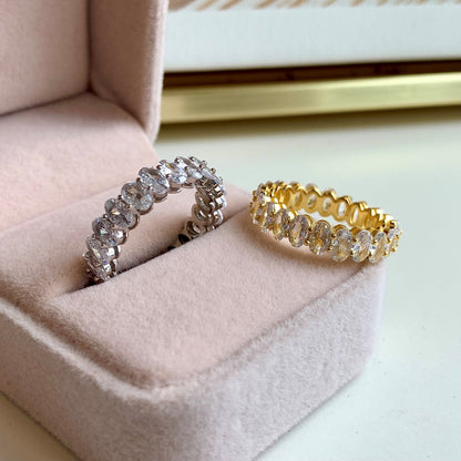 [Lumi Jewelry]Ornate Oval Cut Tennis Ring