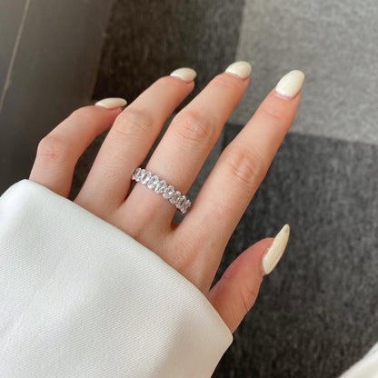 [Lumi Jewelry]Ornate Oval Cut Tennis Ring