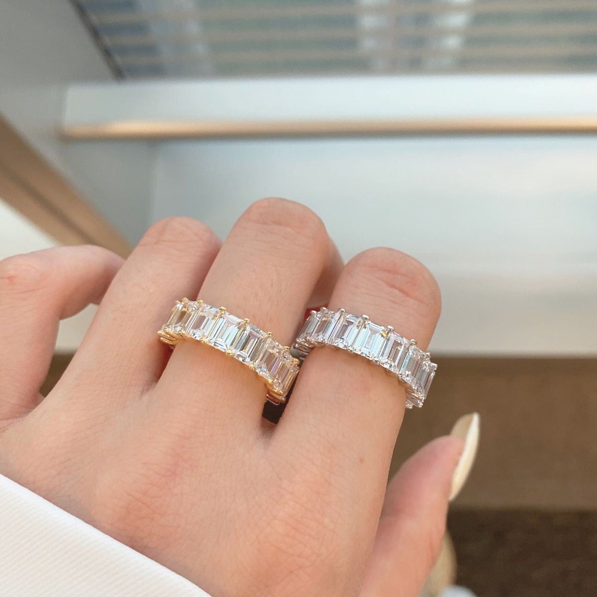 [Lumi Jewelry]0.75 Carat Elegant Emerald Cut Tennis Ring