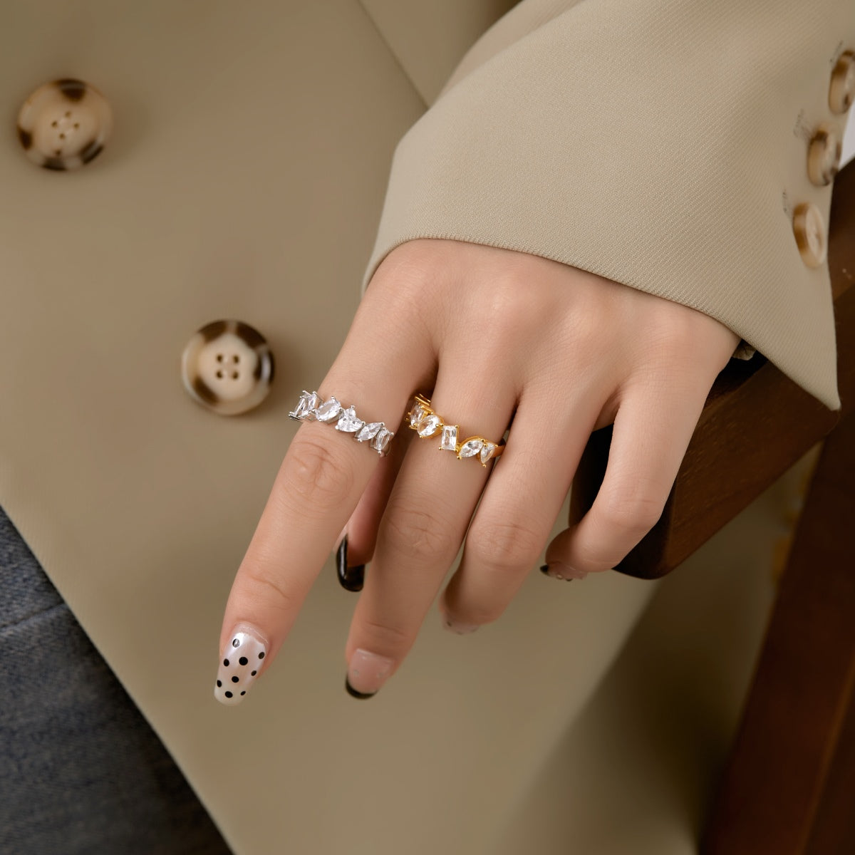 [Lumi Jewelry]Delicate Multi Cut Ring