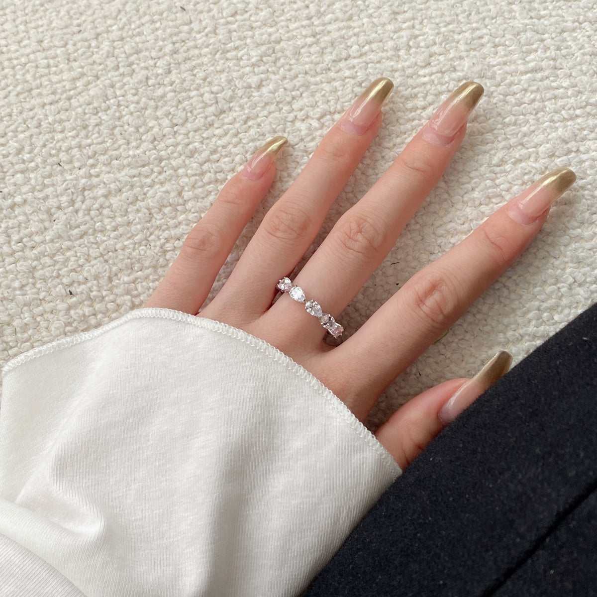 [Lumi Jewelry]Exquisite Pear Cut Tennis Ring