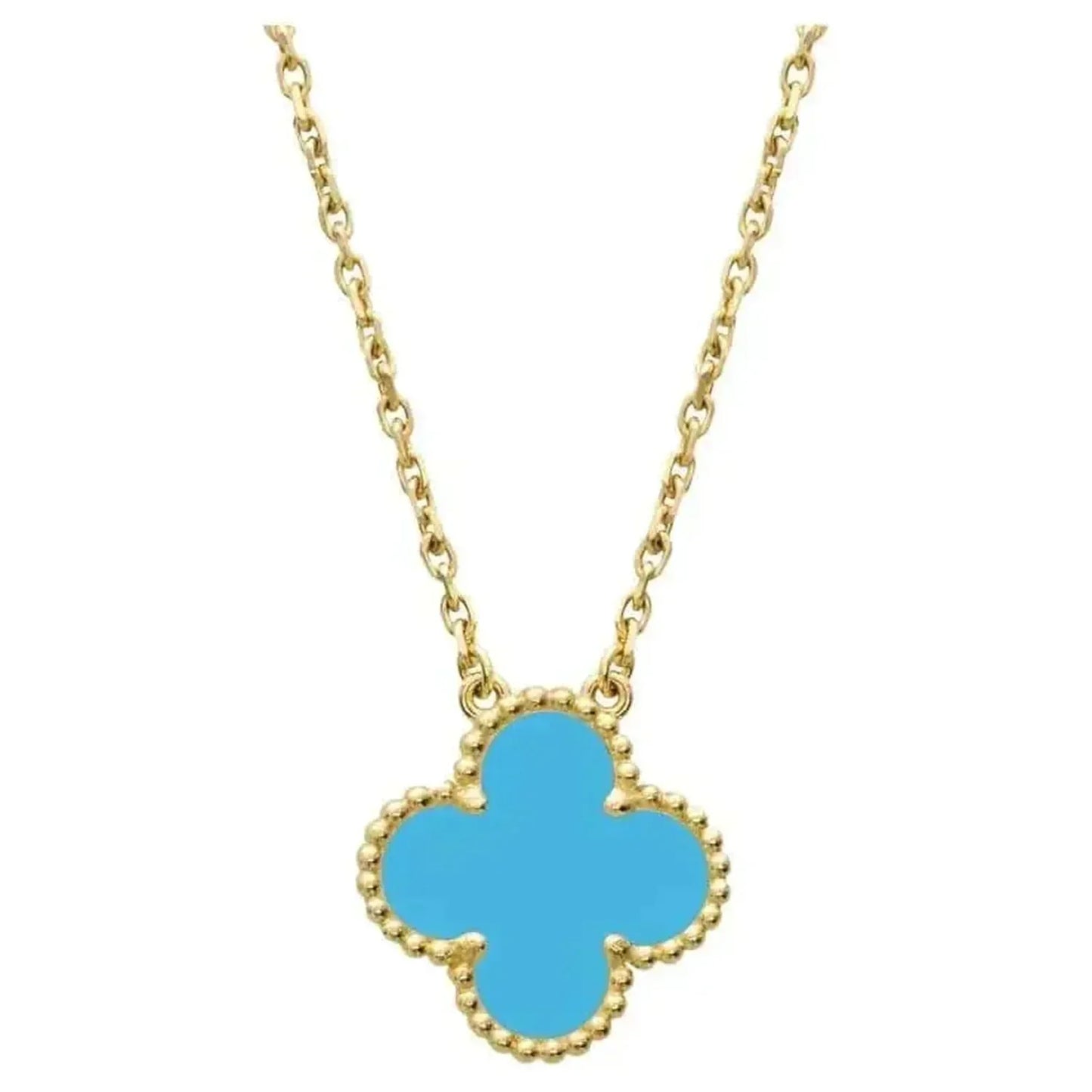 [Lumi Jewelry]CLOVER 15MM VINTAGE TURQUOISE NECKLACE