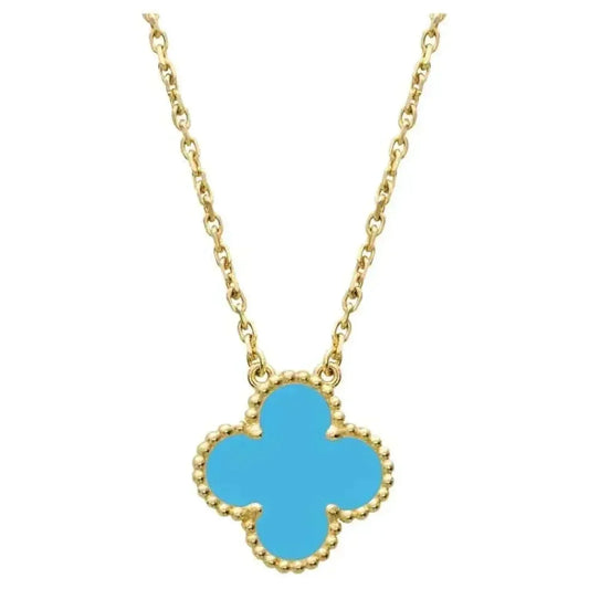 [Lumi Jewelry]CLOVER 15MM VINTAGE TURQUOISE NECKLACE