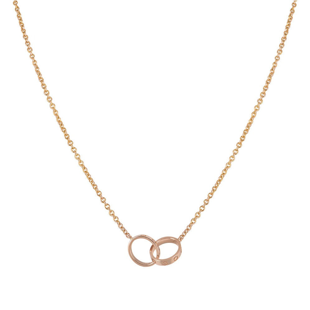 [Lumi Jewelry]LOVE NECKLACE DOUBLE RING PINK GOLD