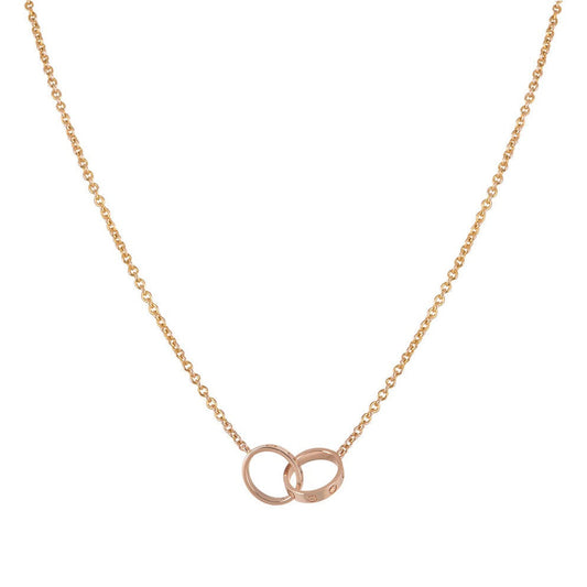 [Lumi Jewelry]LOVE NECKLACE DOUBLE RING PINK GOLD