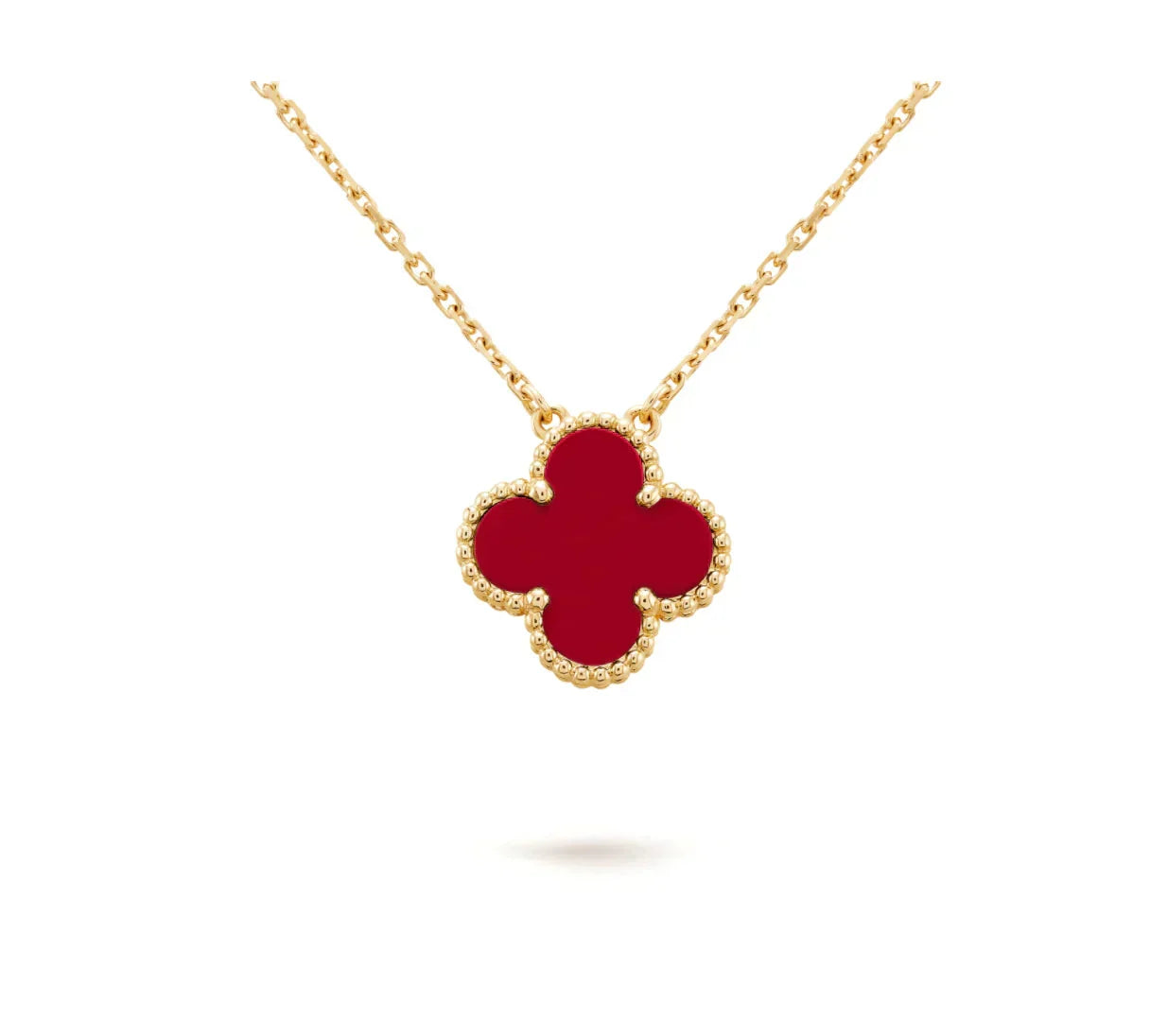 [Lumi Jewelry]CLOVER 15MM CARNELIAN SINGLE FLOWER NECKLACE