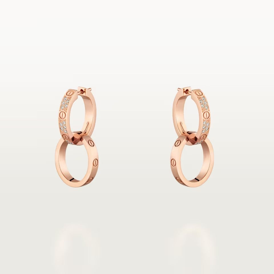 [Lumi Jewelry]LOVE 3.3MM DANGLE HALF DIAMOND EARRINGS