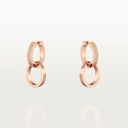 [Lumi Jewelry]LOVE 3.3MM DANGLE HALF DIAMOND EARRINGS