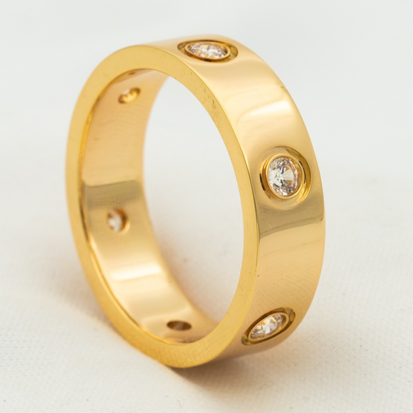 [Lumi Jewelry]LOVE RING 5.5MM 6 DIAMONDS PINK GOLD